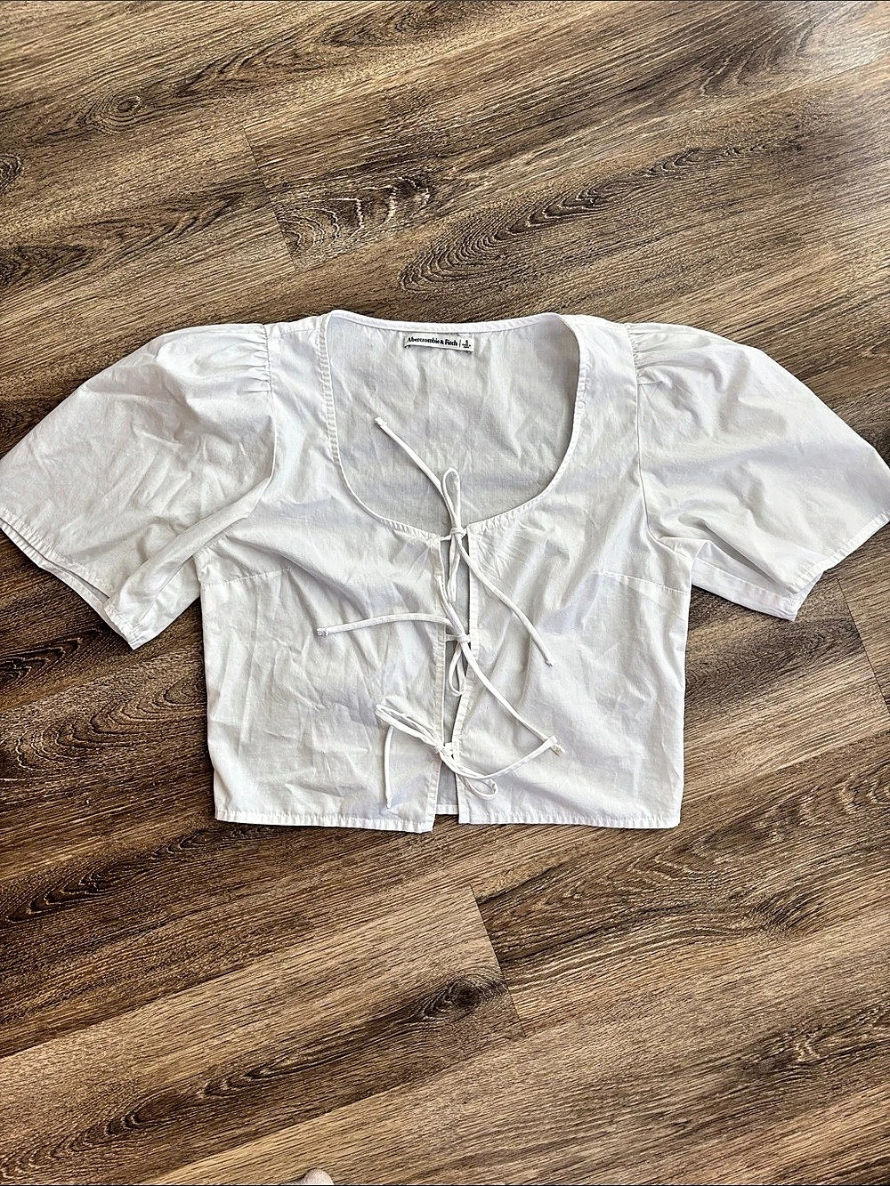 Abercrombie & Fitch Short-Sleeve Tie-Front Top White